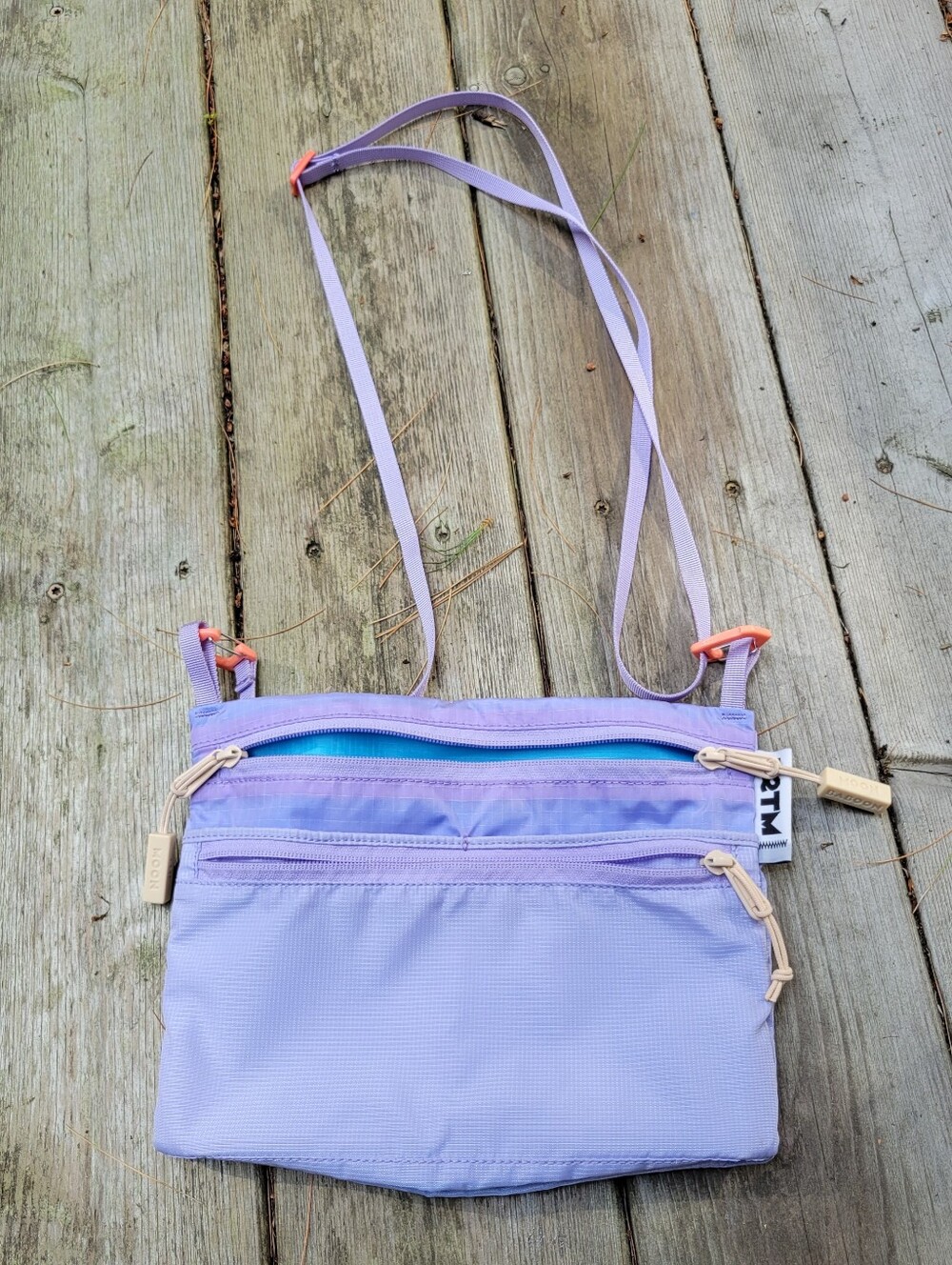 Baboon To The Moon Lavender Rectangle Sacoche Ripstop Nylon Purse / Crossbody